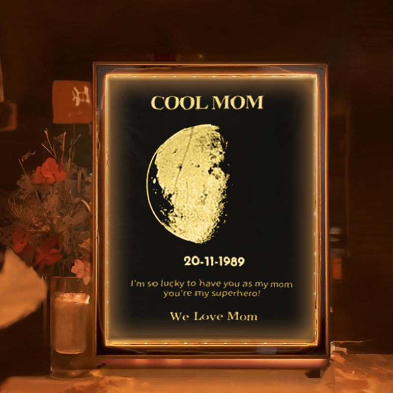 Custom Mom Moon Phase Led Art Mirror