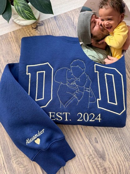Custom Embroidered Daddy Sweatshirt with Kids Names on Sleeve