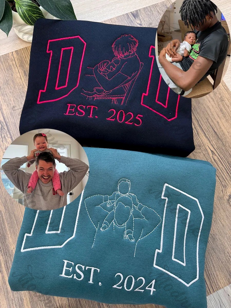 Custom Embroidered Daddy Sweatshirt with Kids Names on Sleeve