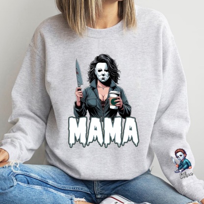 Personalized Horror Mask Mama Halloween Sweatshirt
