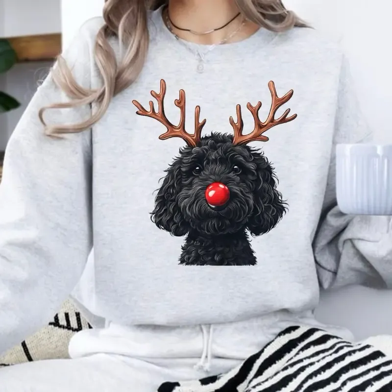 Custom Pet Reindeer Christmas Apparel - Personalized Dog/Cat Festive Sweatshirt & Hoodie