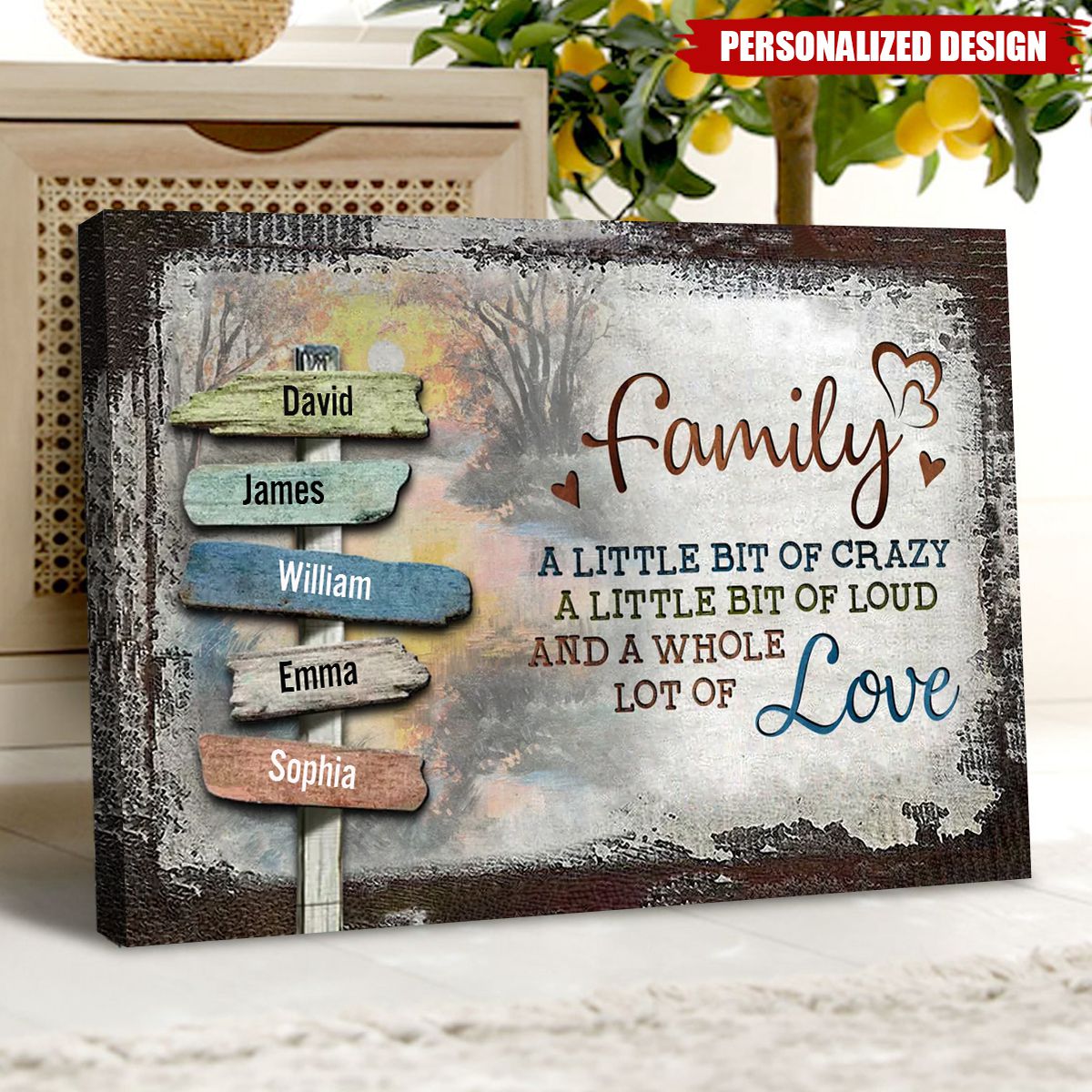 Personalized Family Vintage Sunset Canvas