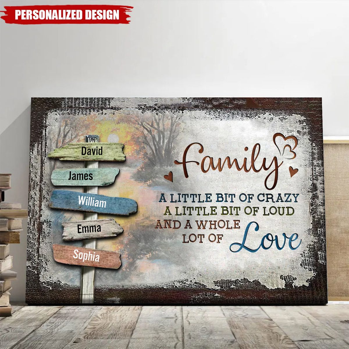 Personalized Family Vintage Sunset Canvas