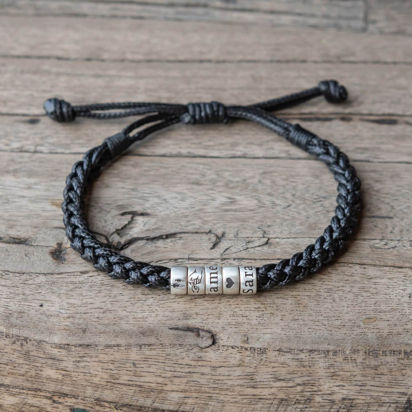 Personalized Mens Woven Leather Bracelet