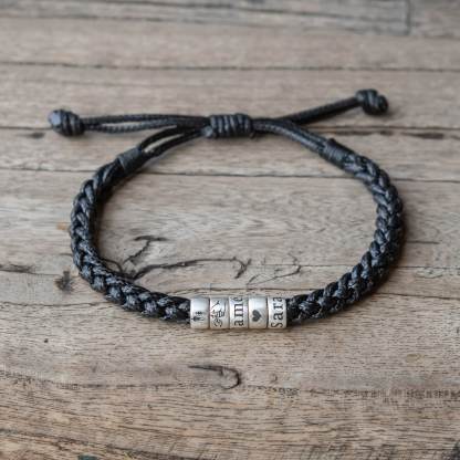 Personalized Mens Woven Leather Bracelet
