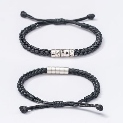 Personalized Mens Woven Leather Bracelet
