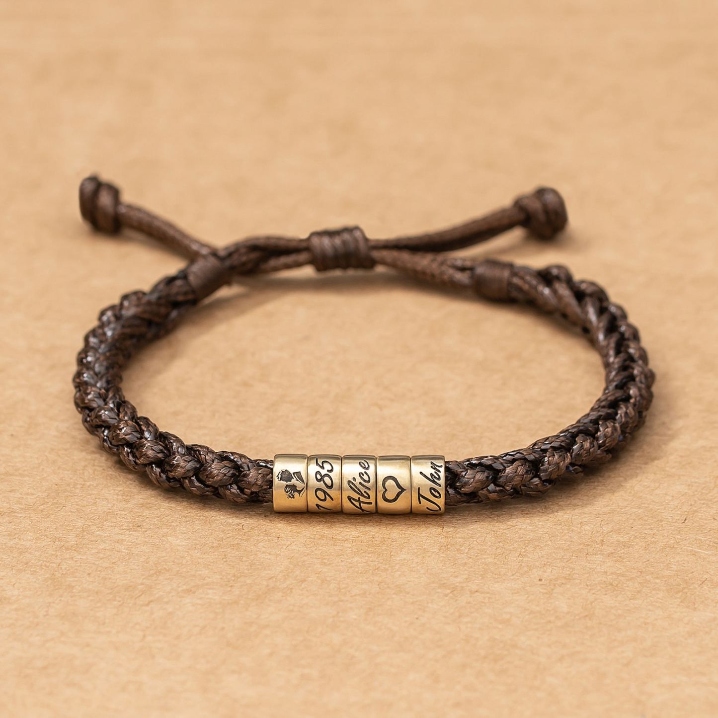 Personalized Mens Woven Leather Bracelet