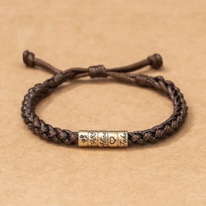 Personalized Mens Woven Leather Bracelet