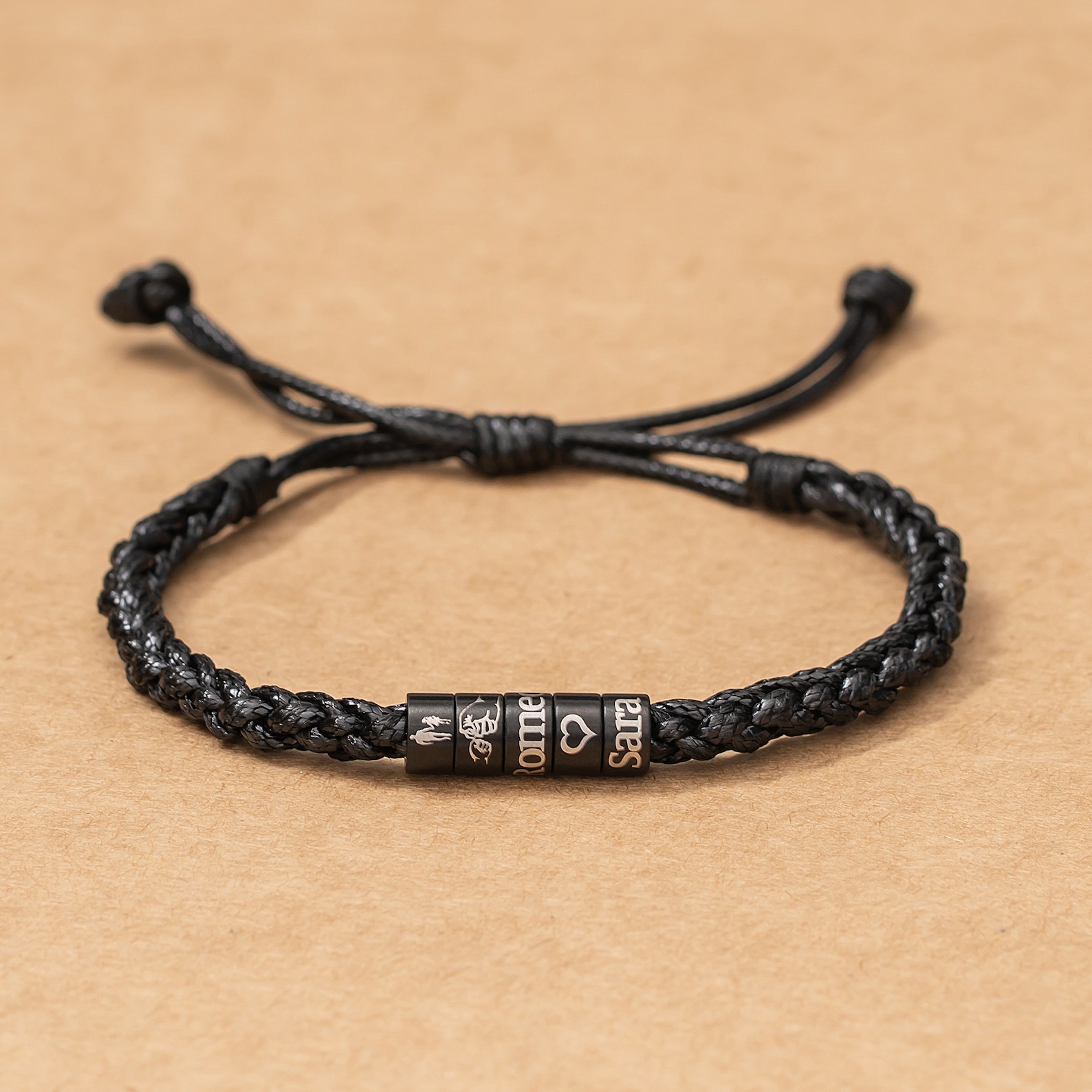Personalized Mens Woven Leather Bracelet