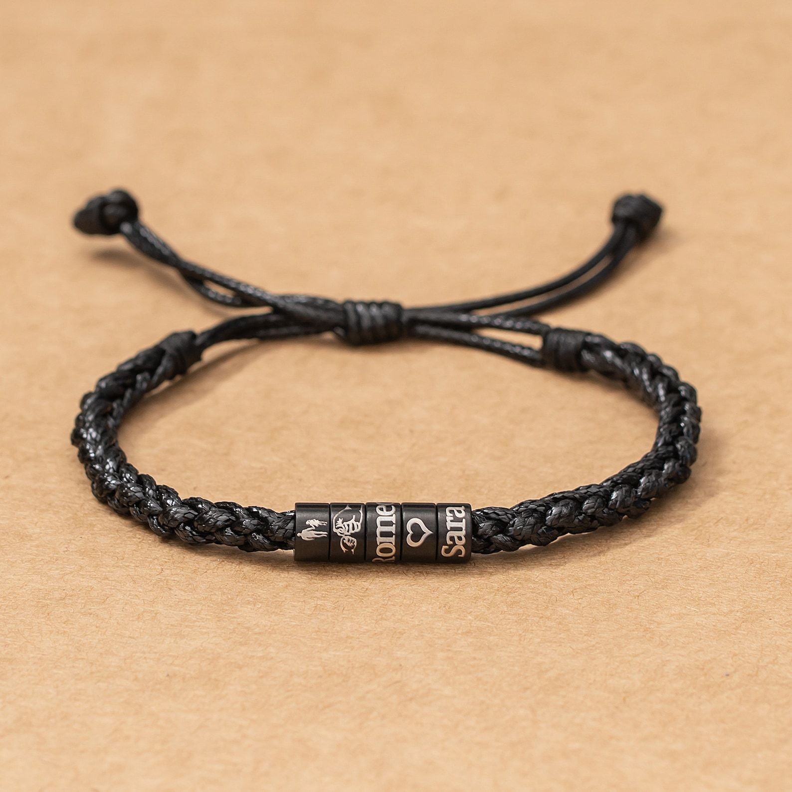 Personalized Mens Woven Leather Bracelet