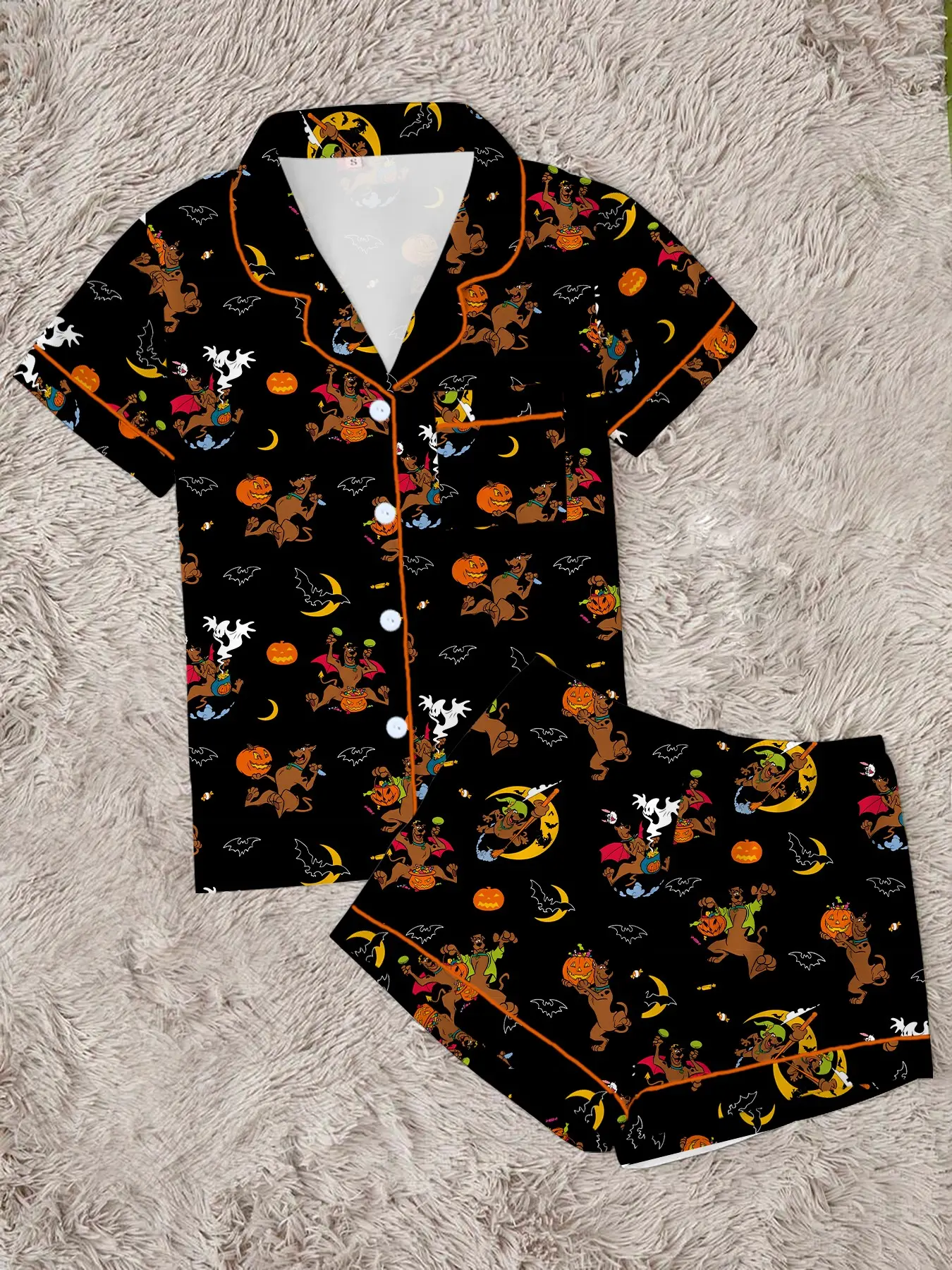 Cute Cartoon Women's Halloween Pajama Set