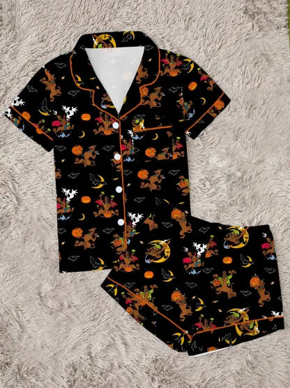 Cute Cartoon Women's Halloween Pajama Set