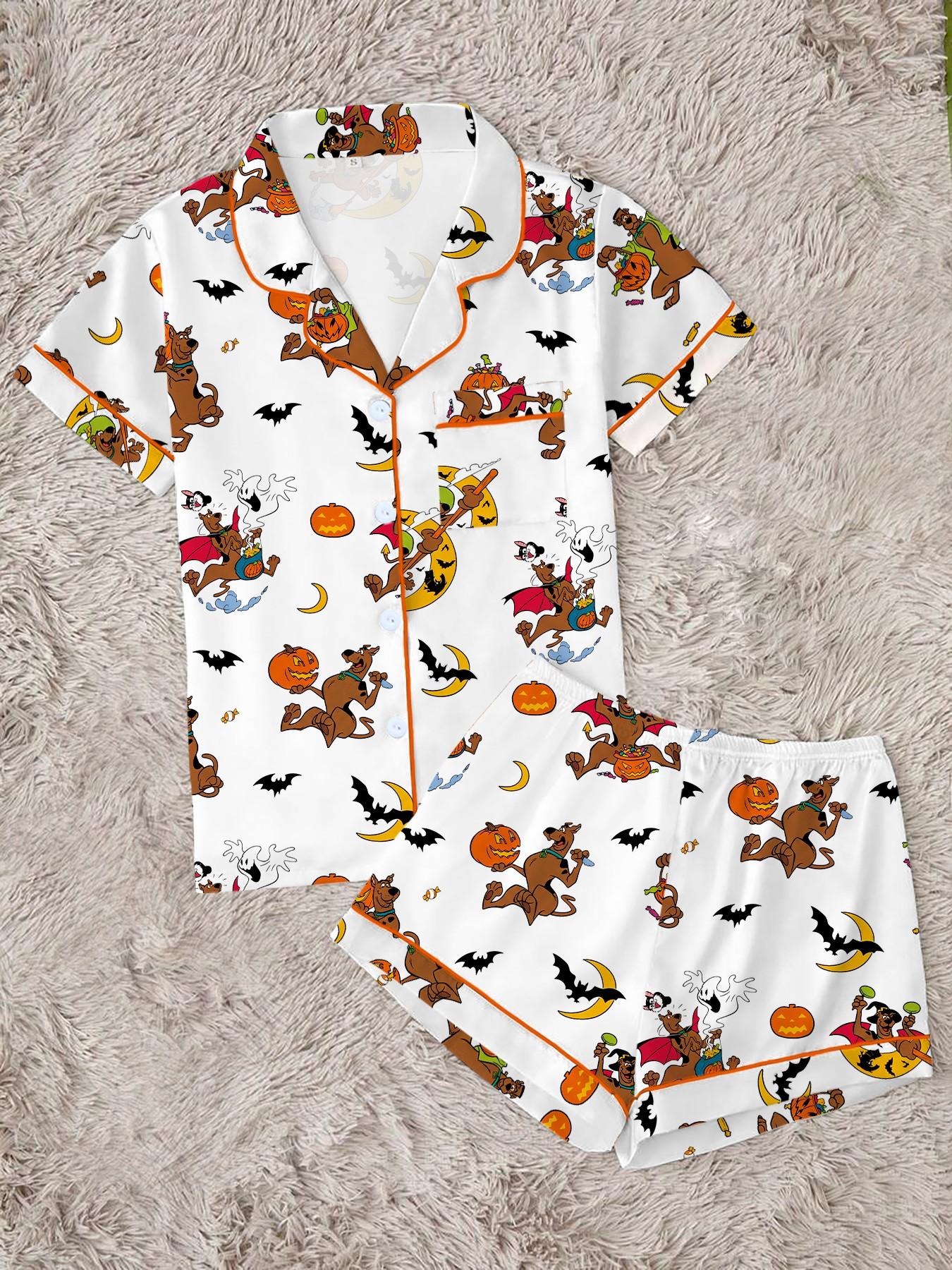 Cute Cartoon Women's Halloween Pajama Set