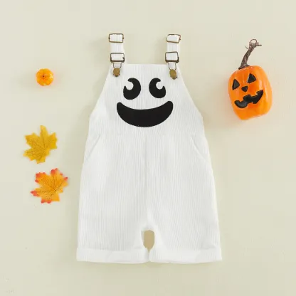 Toddler Halloween Ribbed Pocket Ghost Pumpkin Overalls
