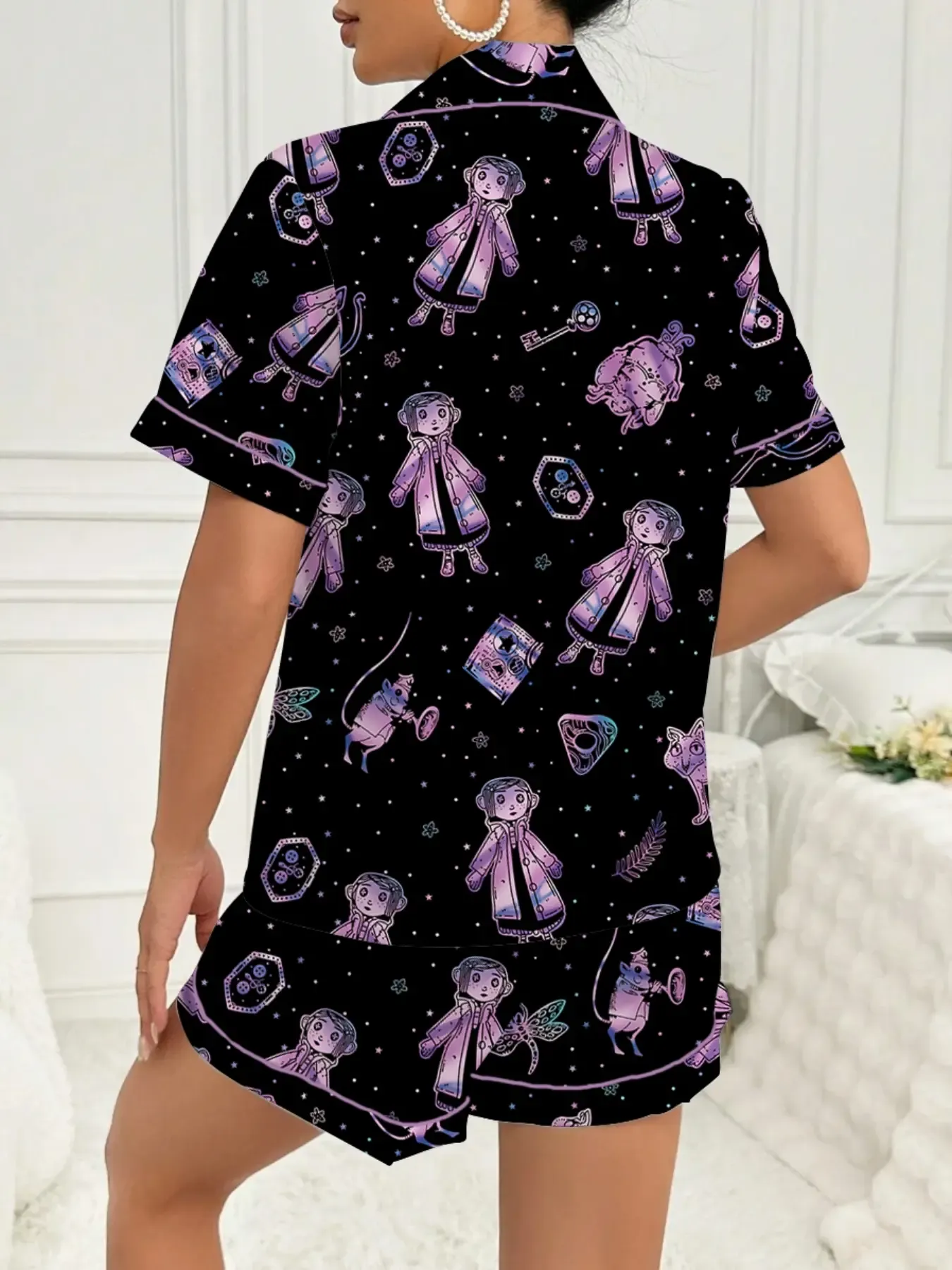 Ladies Print Short Sleeve Pajama Set