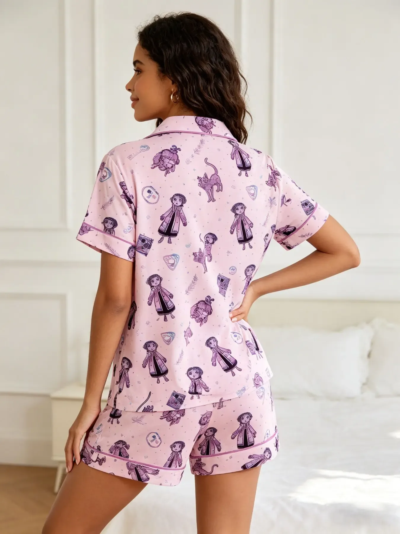 Ladies Print Short Sleeve Pajama Set
