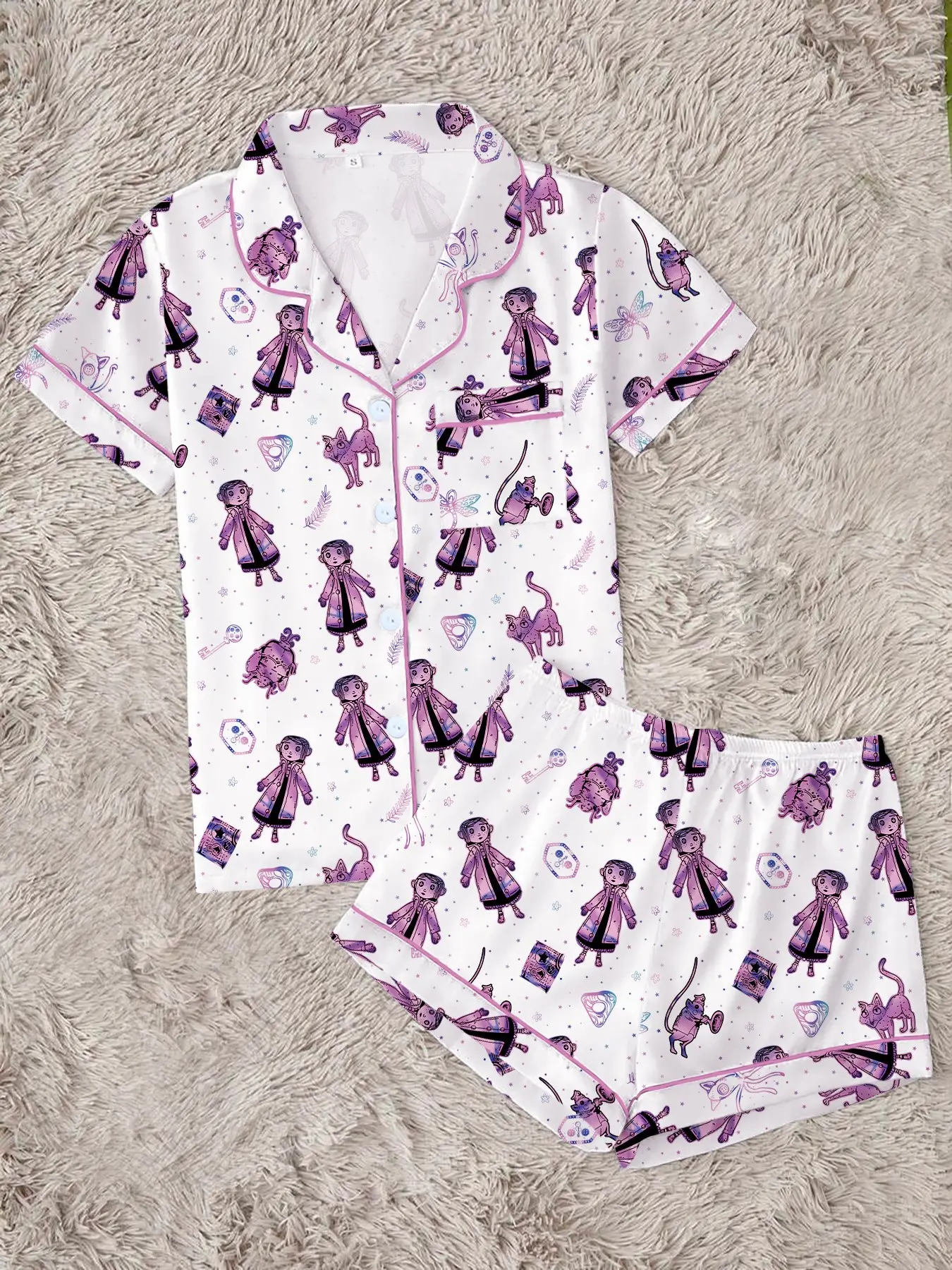 Ladies Print Short Sleeve Pajama Set