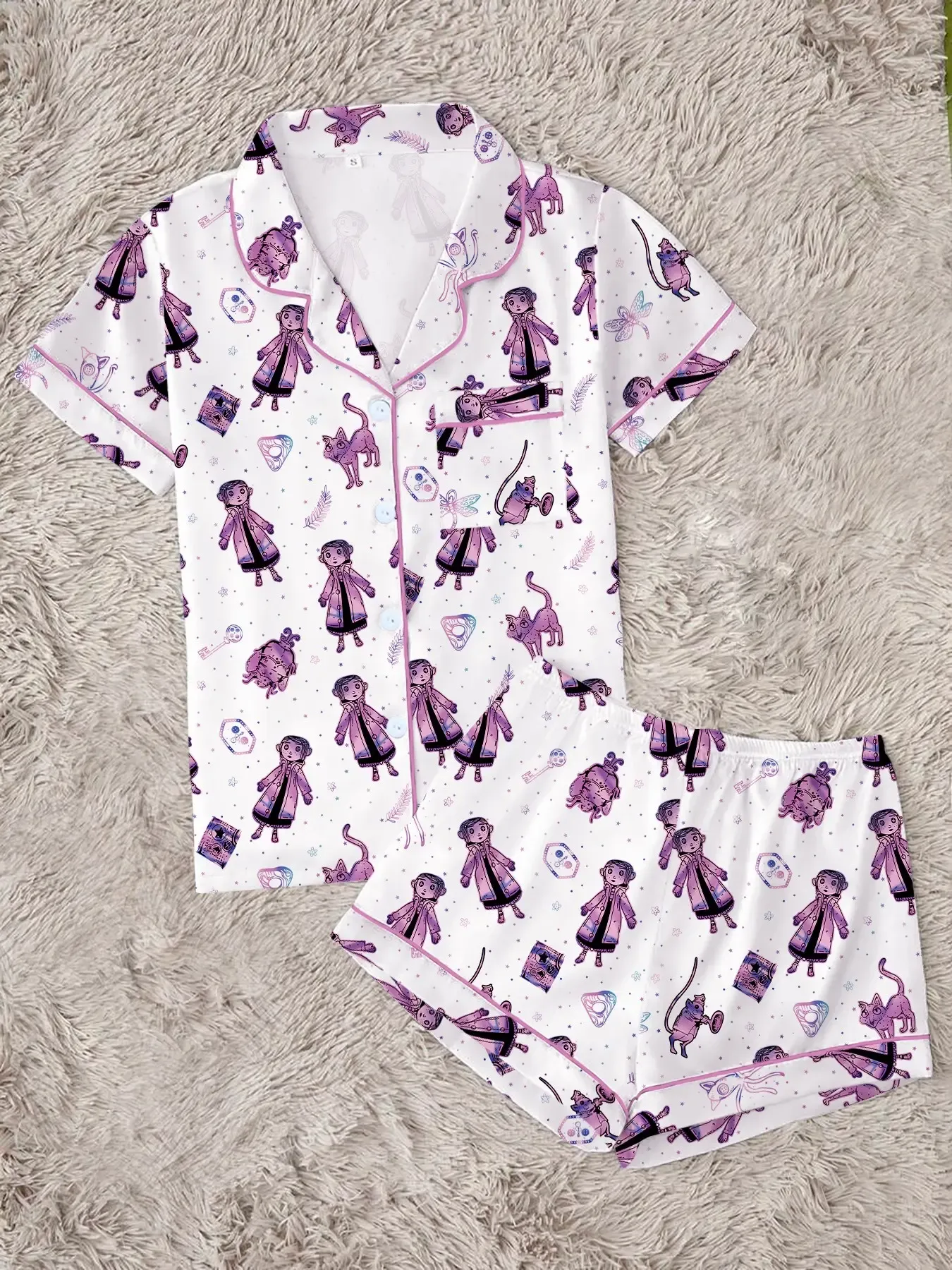 Ladies Print Short Sleeve Pajama Set