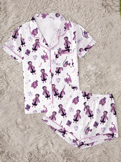 Ladies Print Short Sleeve Pajama Set