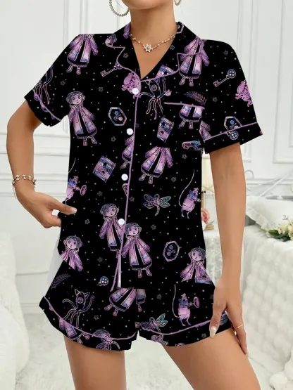 Ladies Print Short Sleeve Pajama Set