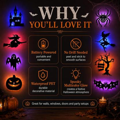 Halloween LED Silhouette Wall Light Stickers