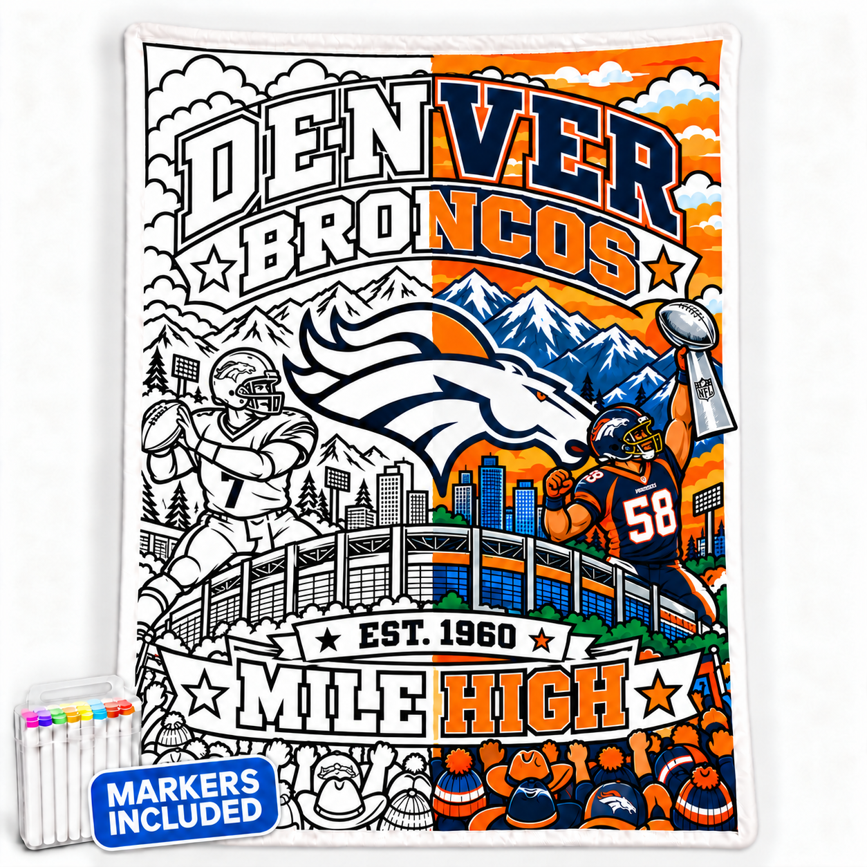Football Fan DIY Coloring Blanket
