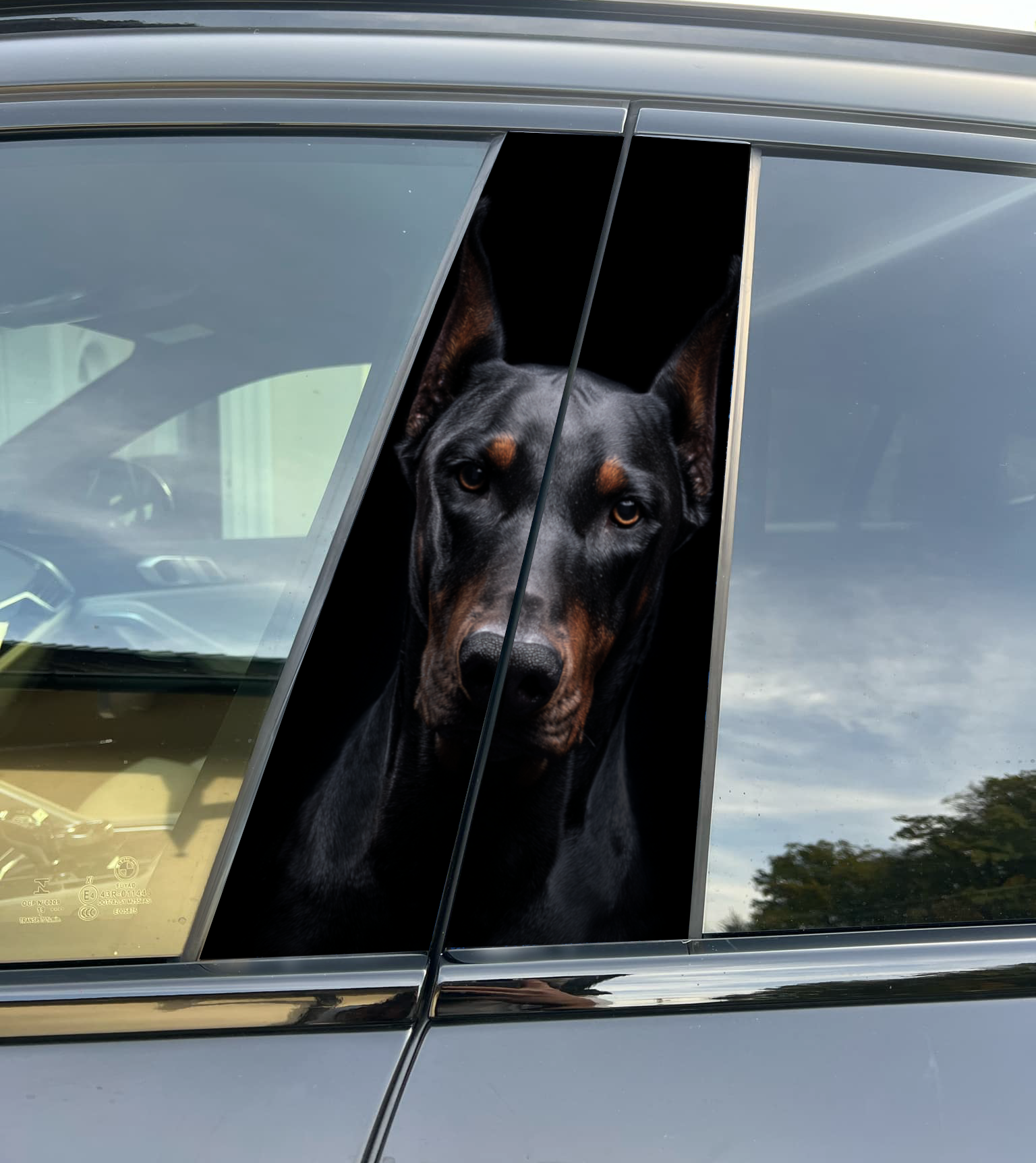 Doberman Car Pillar Wrap Premium Vinyl B-Pillar Decal, Universal Fit