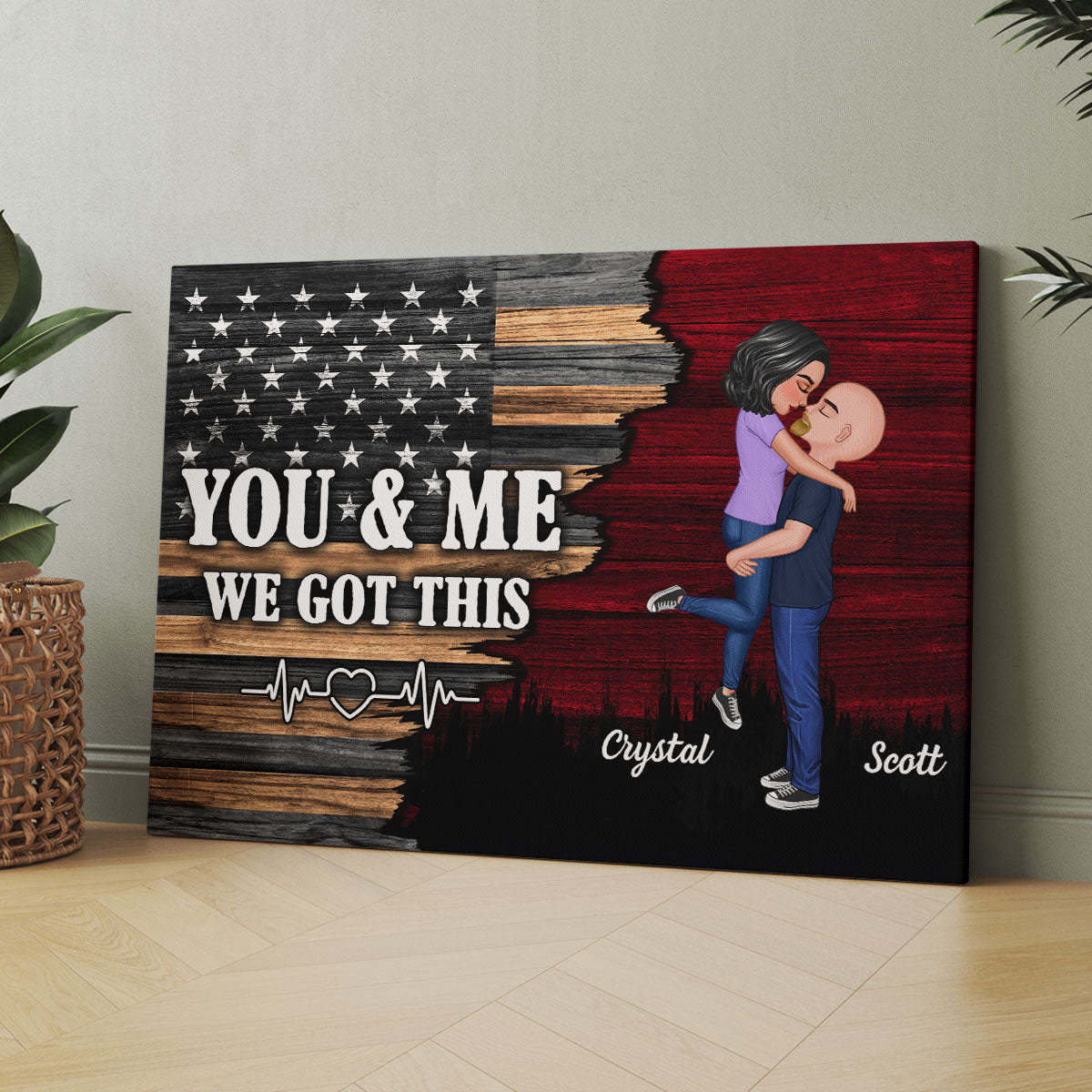 Hero Couple Nation Flag Gift by Occupation For Her, For Him Personalized Canvas