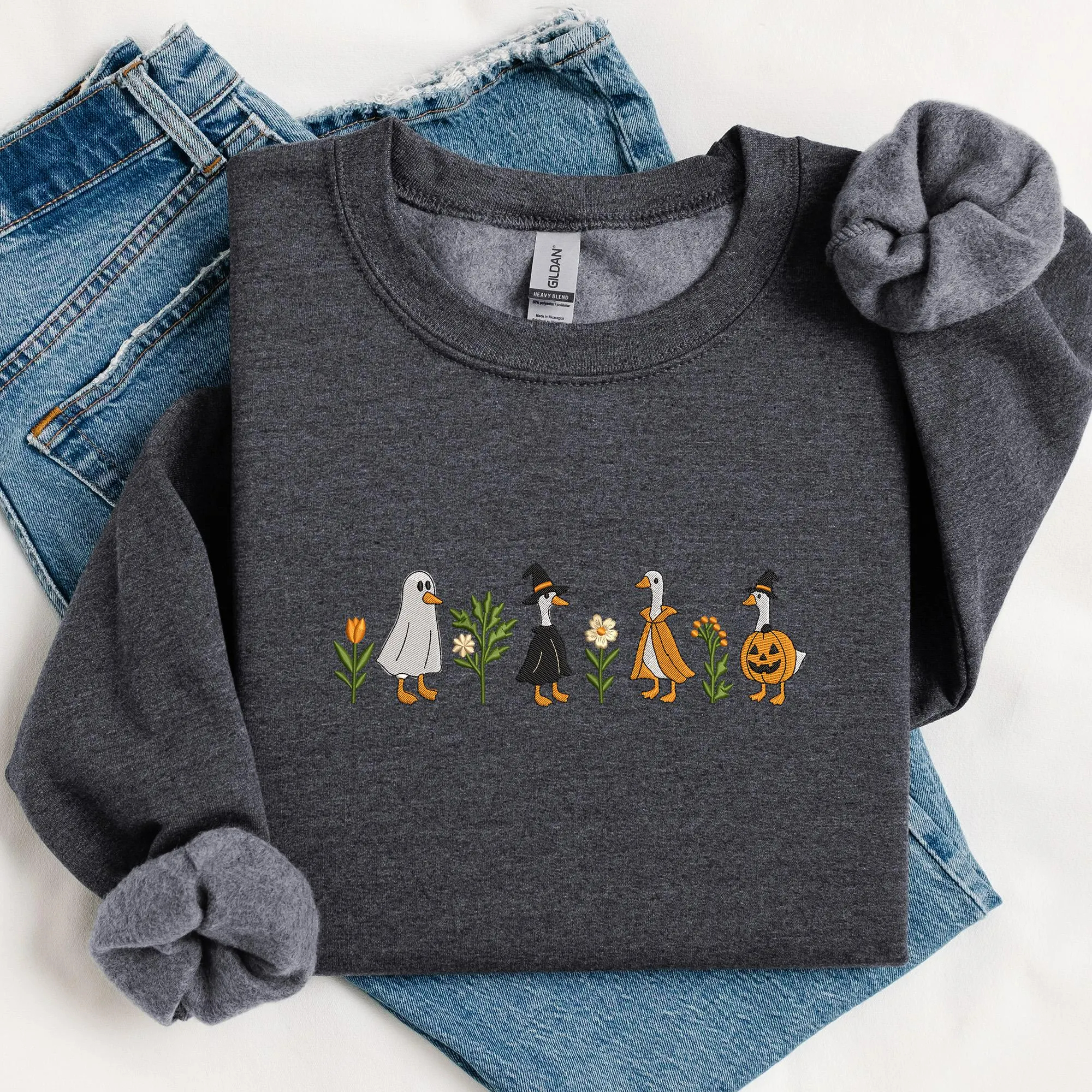 Fall Embroidered Goose Sweatshirt