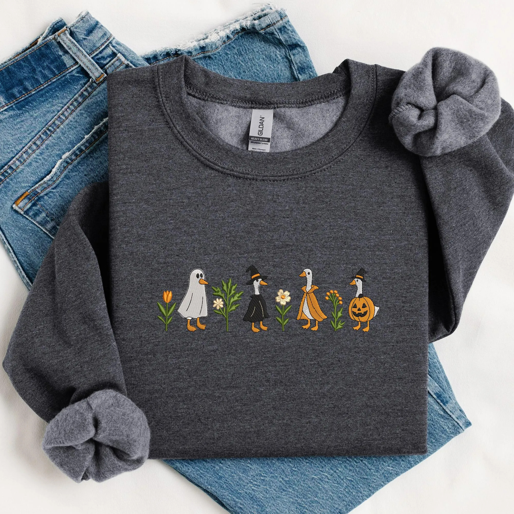 Fall Embroidered Goose Sweatshirt