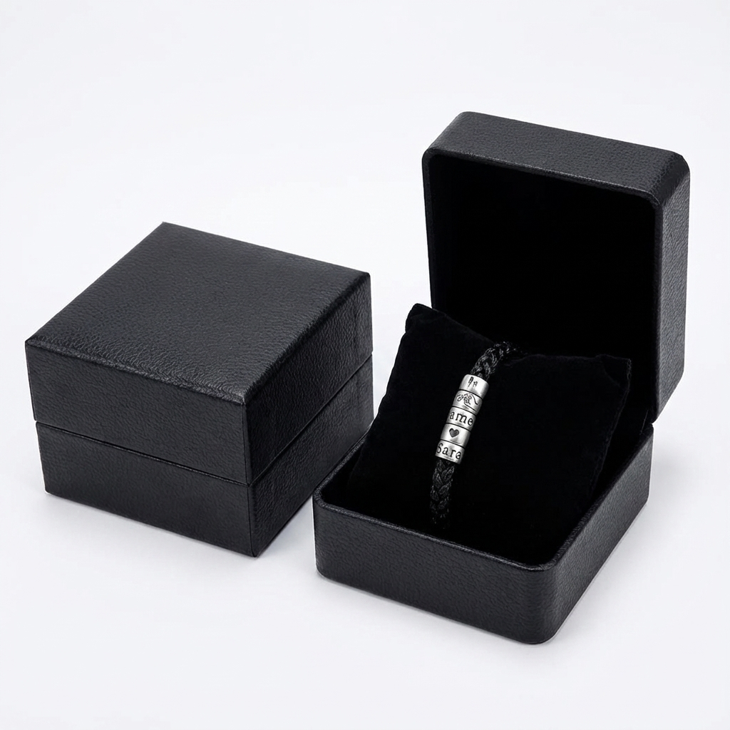 Personalized Mens Woven Leather Bracelet