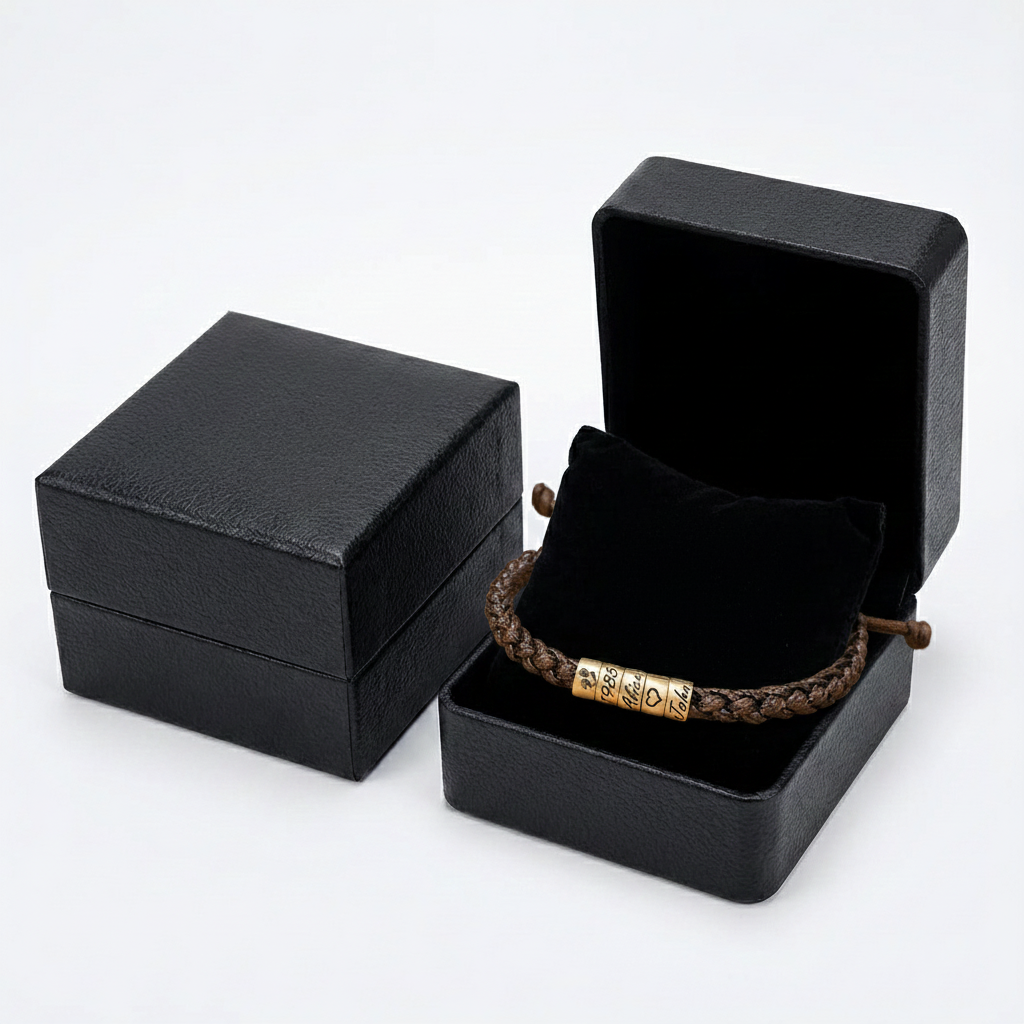 Personalized Mens Woven Leather Bracelet