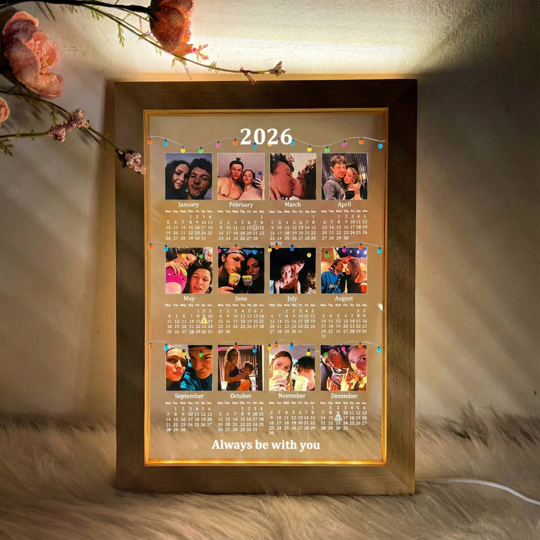 Custom 2026 Calendar LED Light Box with Photo