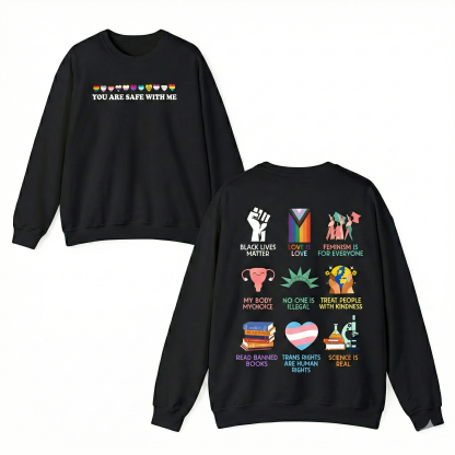 "You Are Safe With Me" Human Rights & Equality Graphic Hoodie/Tee - The Manifesto Collection