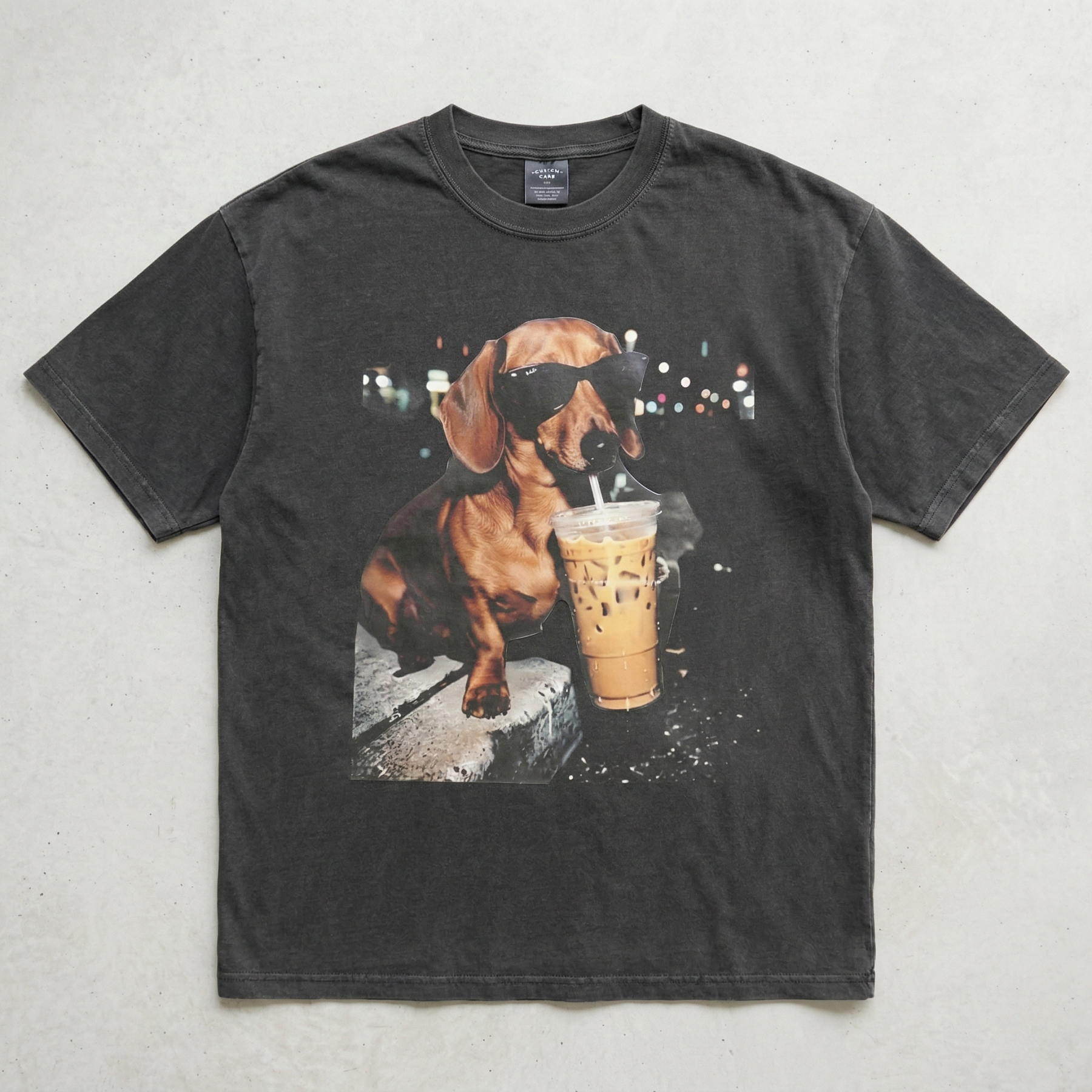 Vintage Dachshund Iced Coffee Shirt Funny Wiener Dog Graphic Tee