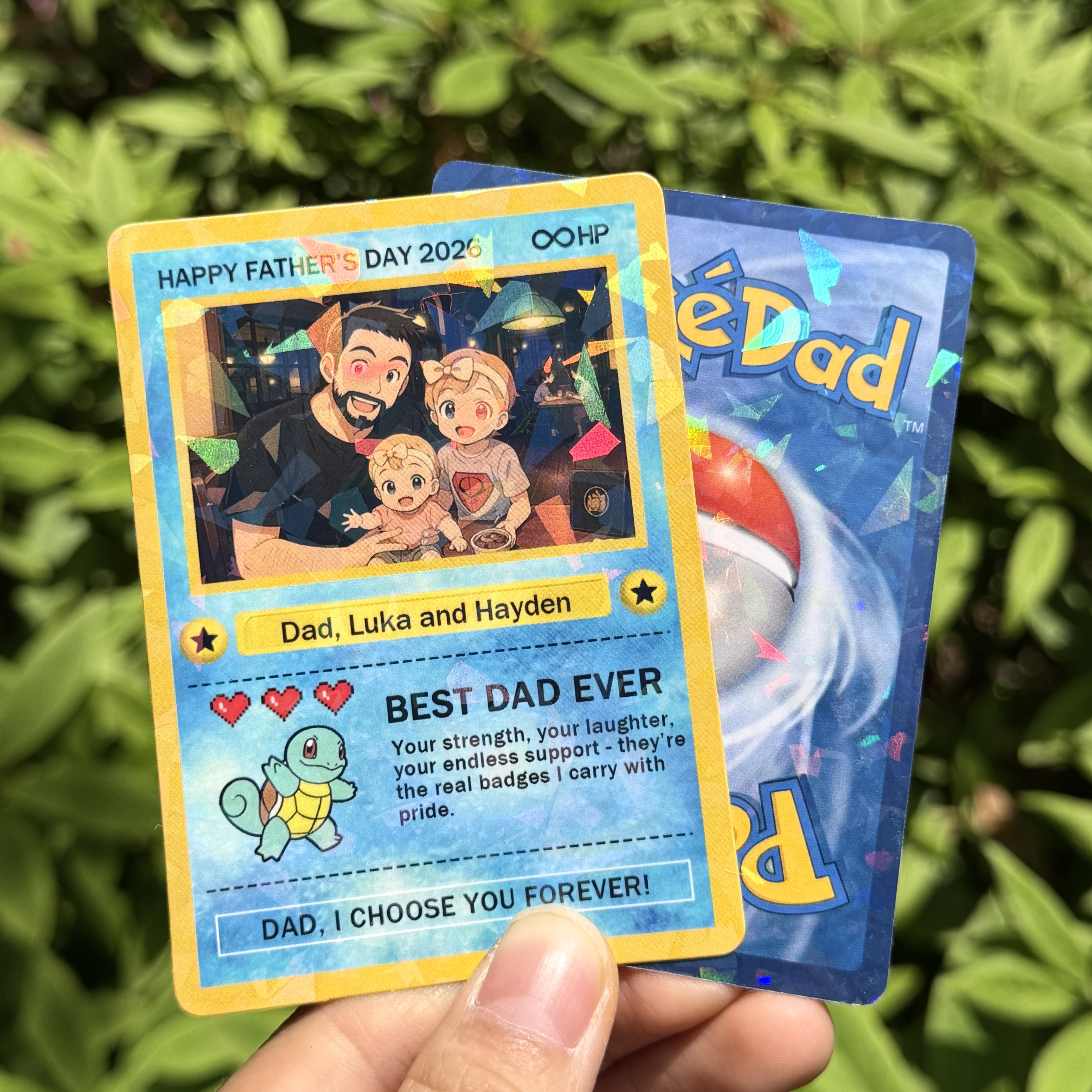 Custom Anime Photo "Best Dad Ever" Trading Card