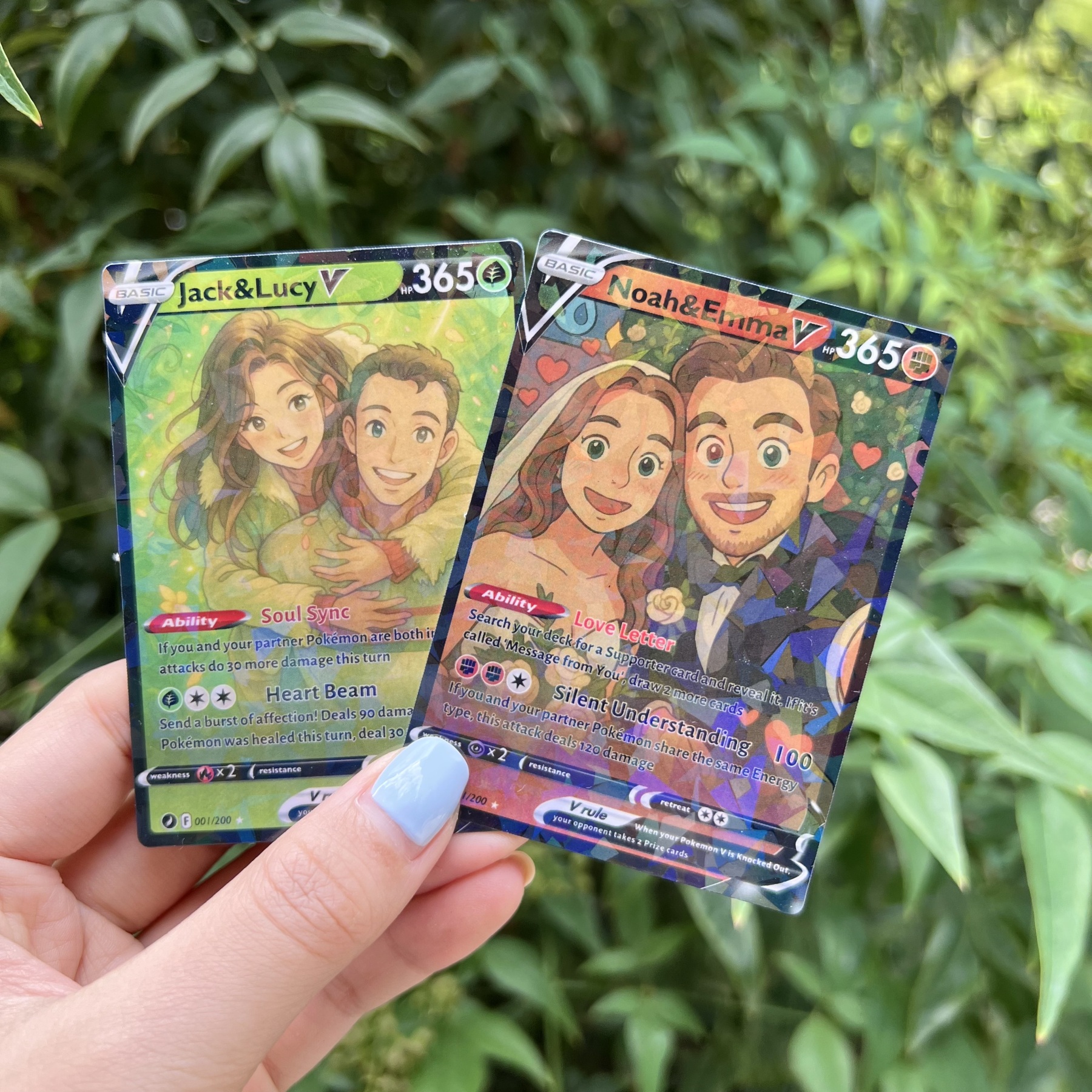 Custom Anime PokeLove 8 Types V Card For Couples