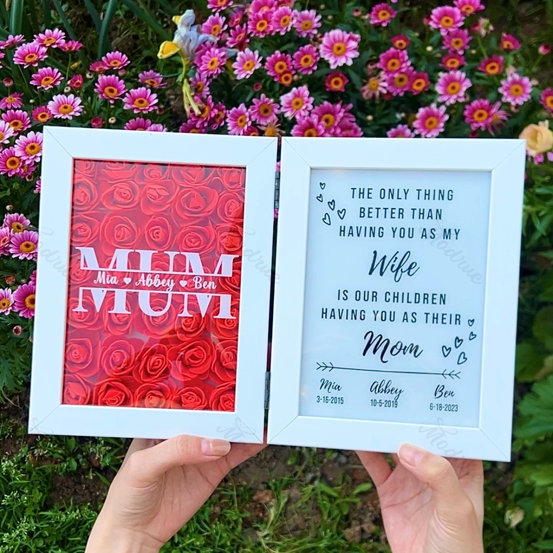 Personalized Mother's Day Photo Flower Shadow Frame