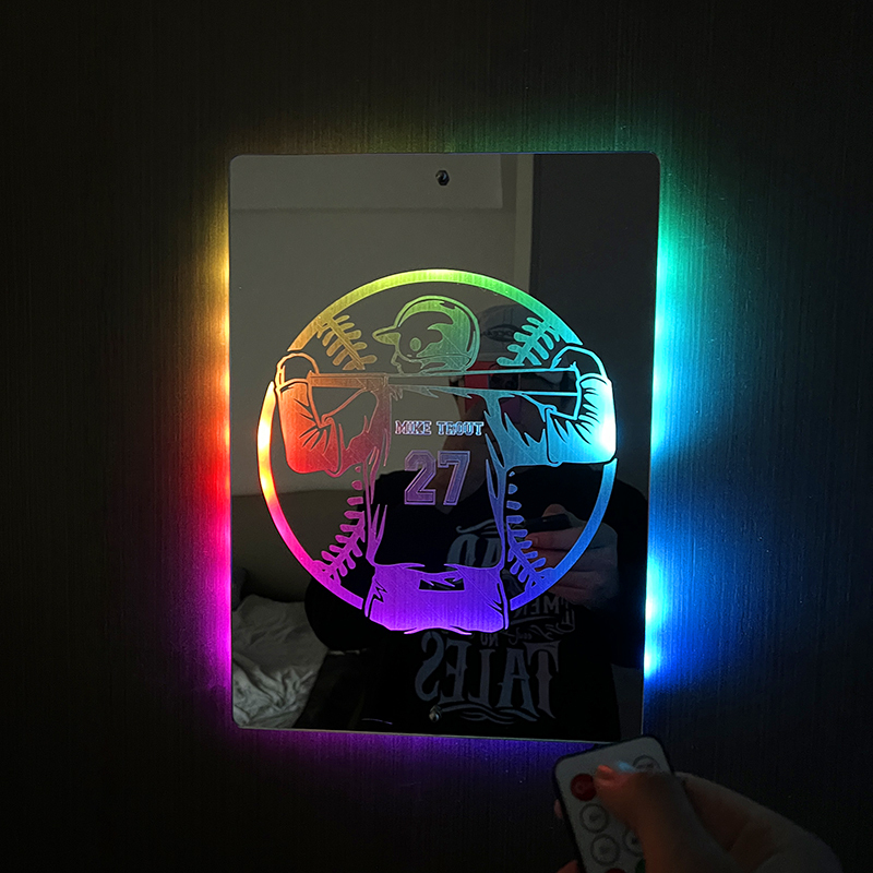 Personalized LED Cool Mirror Lights for Baseball Fans