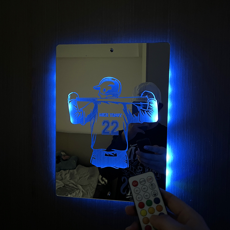Personalized LED Cool Mirror Lights for Baseball Fans