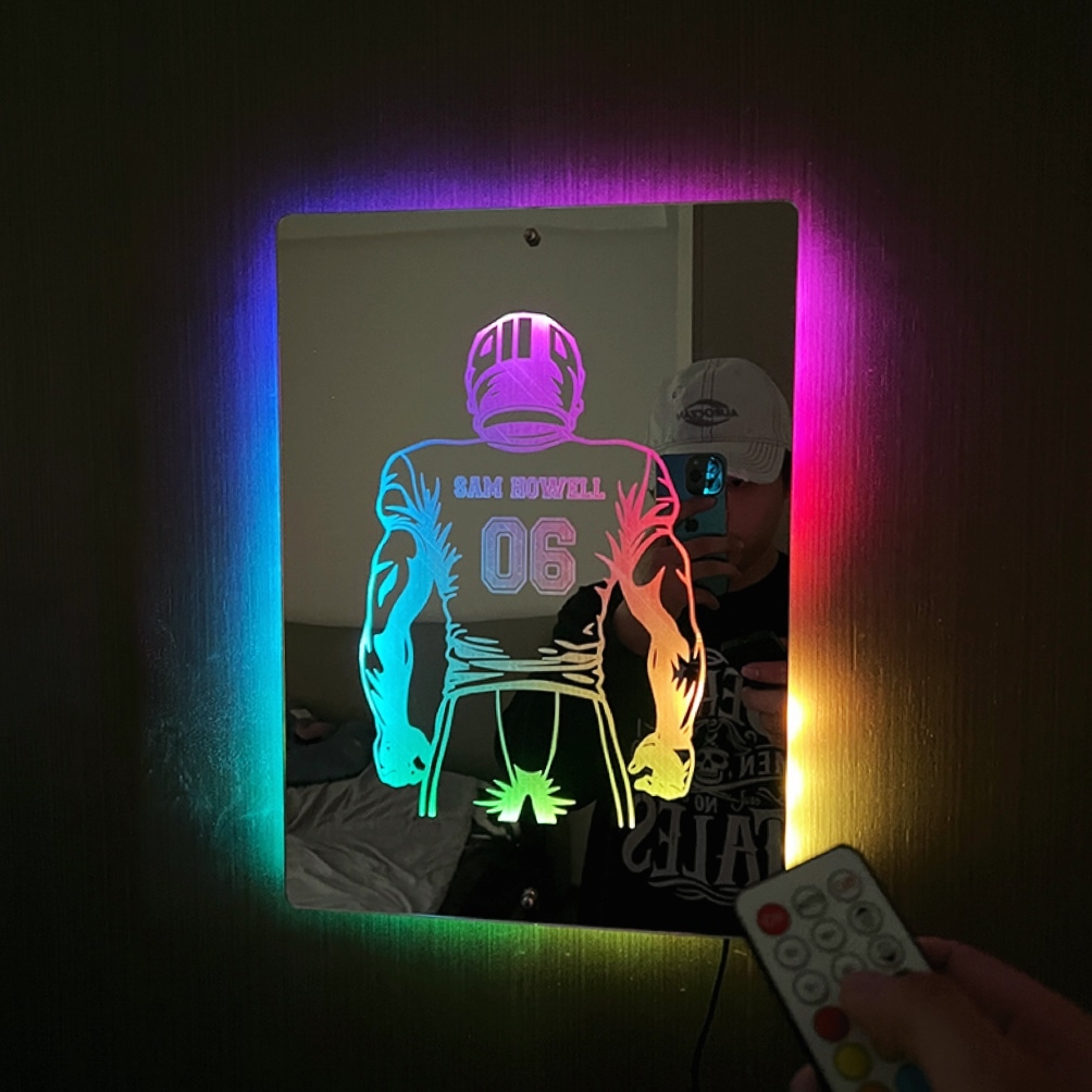 Personalized LED Cool Mirror Lights for American Football Fans