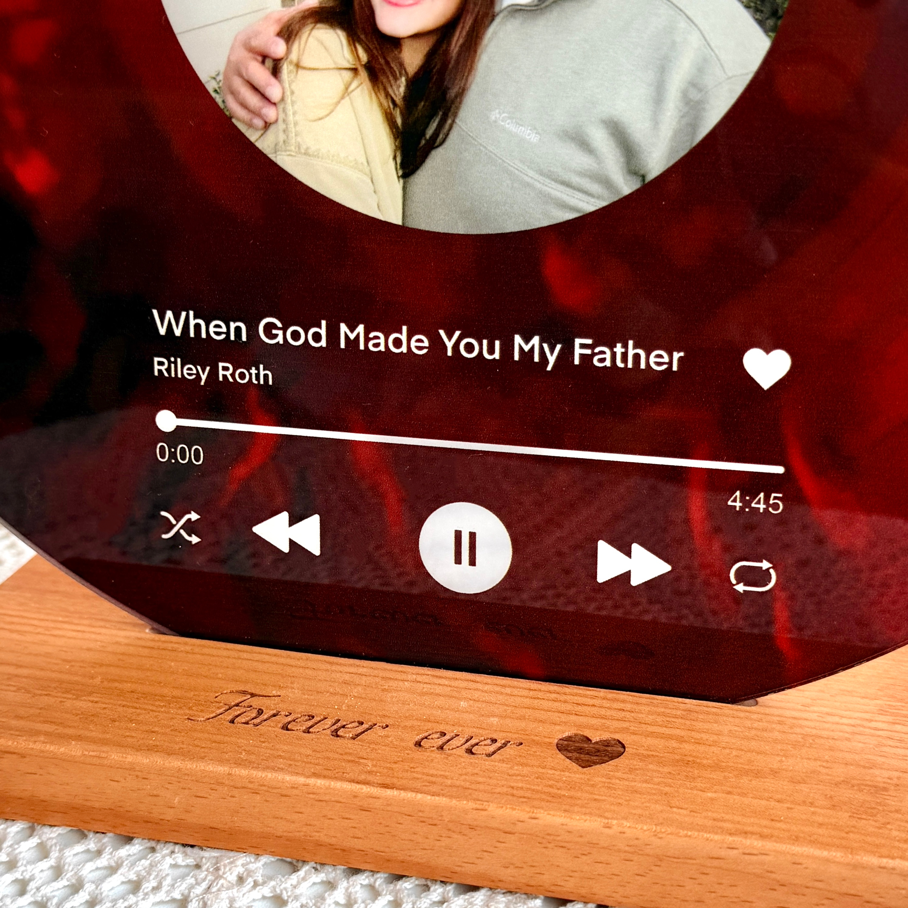 Personalized Vinyl Record Photo Plaque with NFC for Dad
