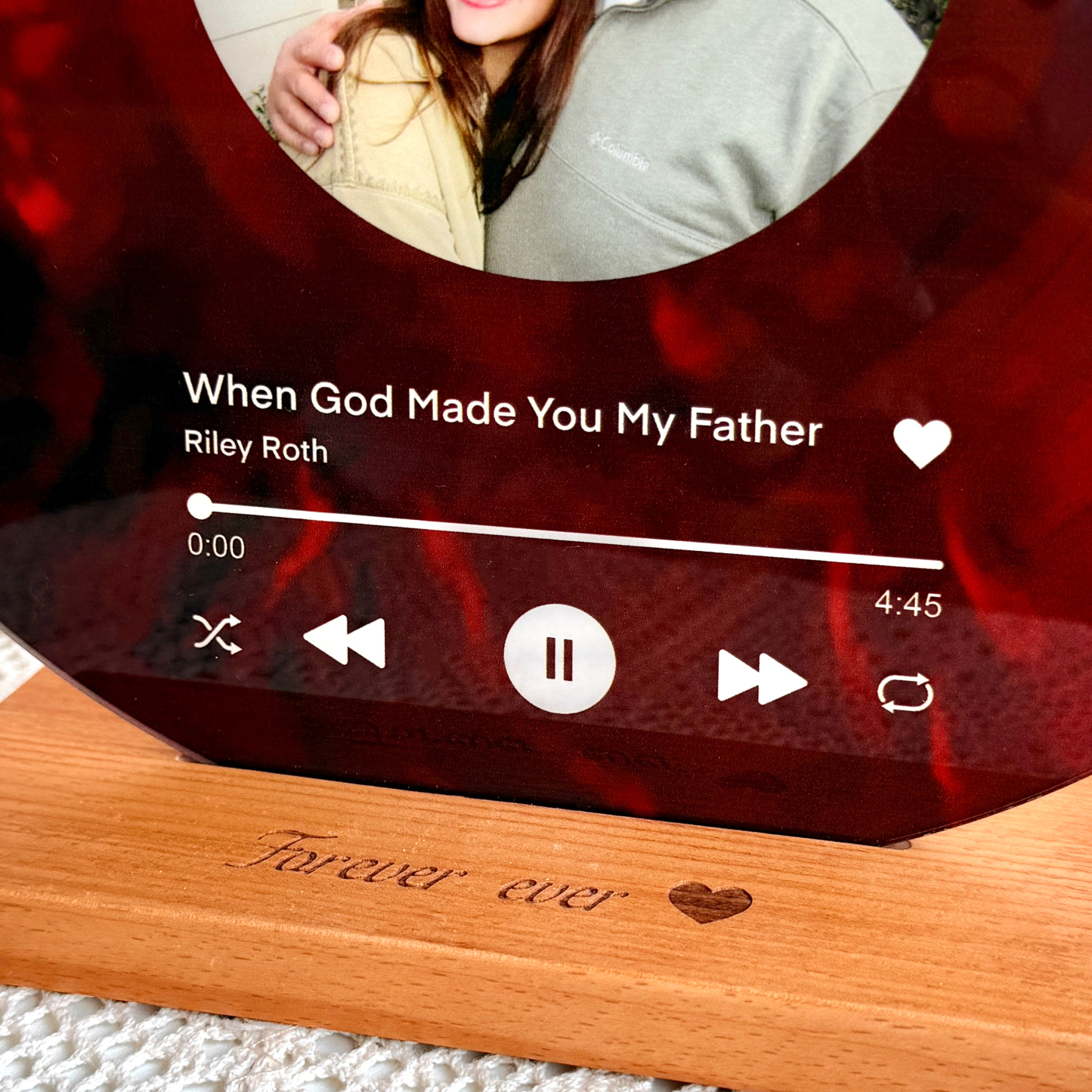 Personalized Vinyl Record Photo Plaque with NFC for Dad