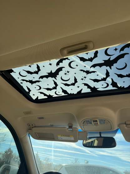 Bats Sun Roof Car Decal - Black Bat, Moon & Star Window Design