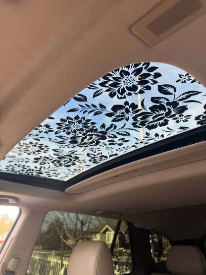Floral Sun Roof Car Decal - Black Flower Window Design