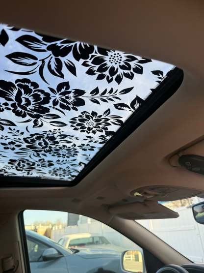 Floral Sun Roof Car Decal - Black Flower Window Design