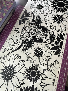 Highland Cow and Sunflowers Sun Roof Car Decal