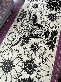 Highland Cow and Sunflowers Sun Roof Car Decal