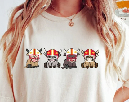 Football highland cow Sweatshirts