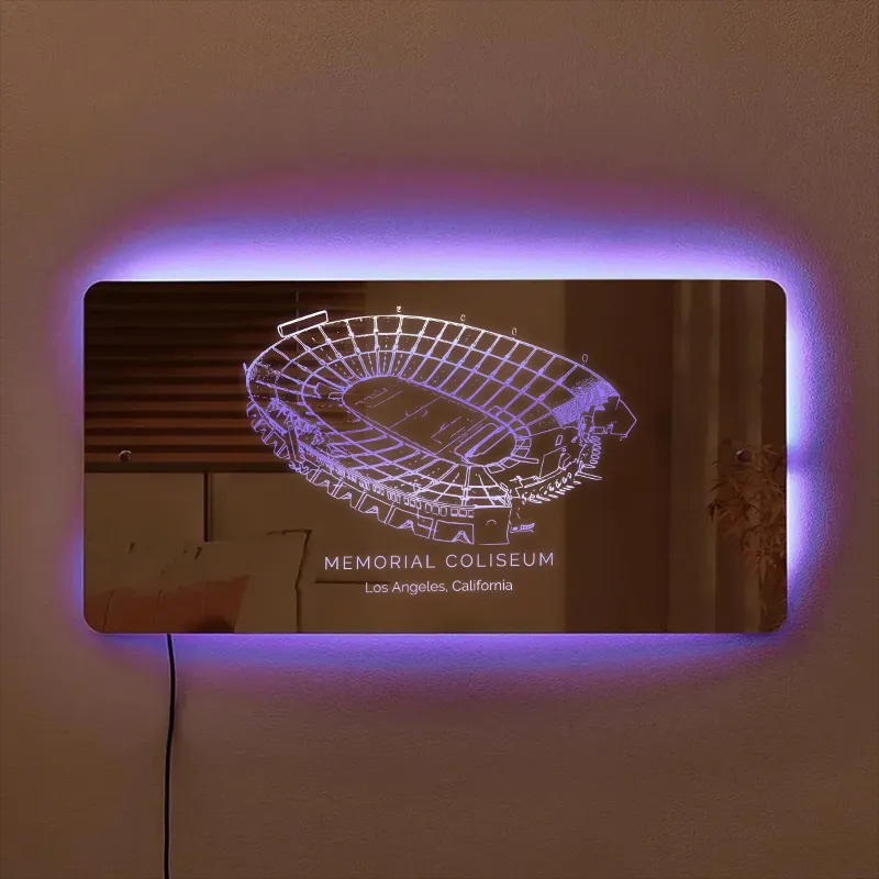 Los Angeles Memorial Coliseum Stadium Mirror Light-Gifts For Sports Lovers、Los Angeles Rams、USC Trojans